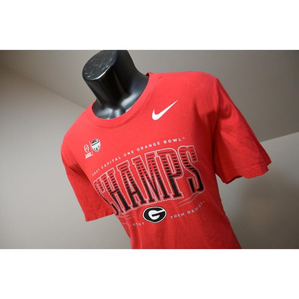Nike Gym Shirt UGA Georgia Bulldogs National Champions Black Tee Mens Size Large